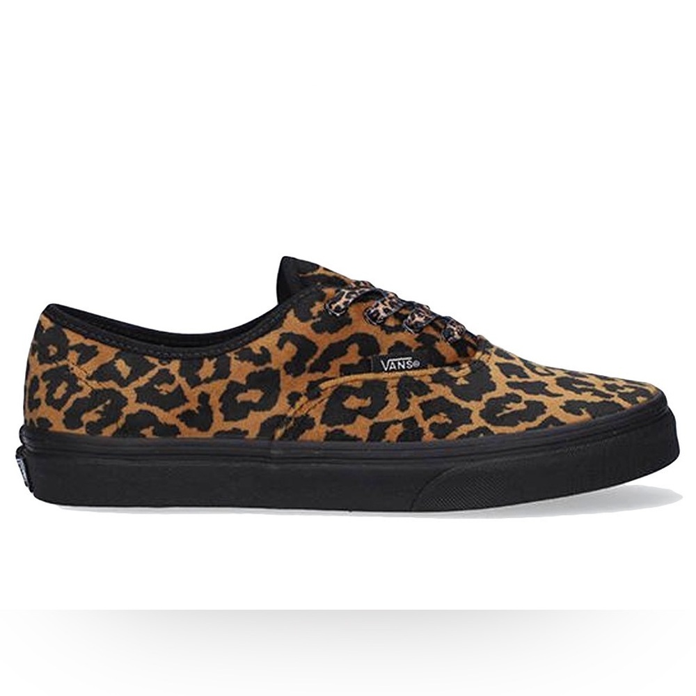 Vans Kids Authentic Leopard Print Skate Shoes - Brown/Black - Fits Woman Sz 7.5 - Picture 2 of 9